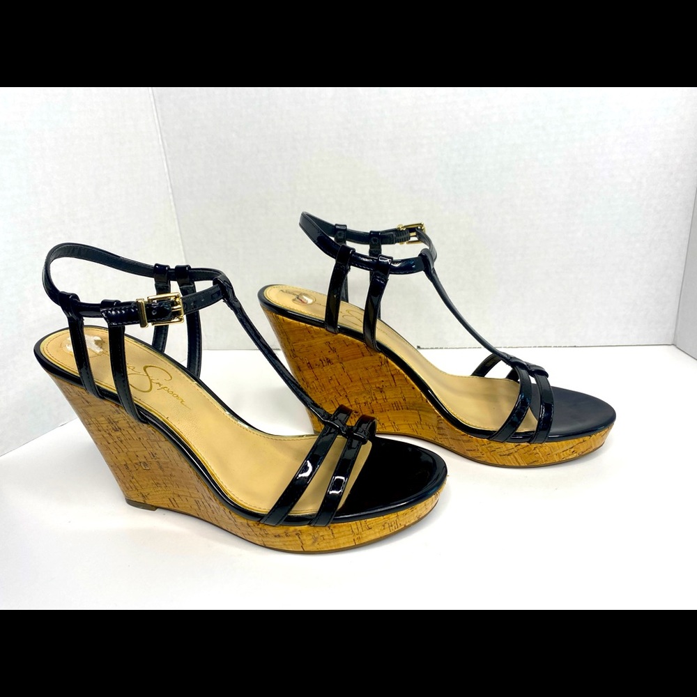 Jessica Simpson Black and Tan Wedges SZ 10